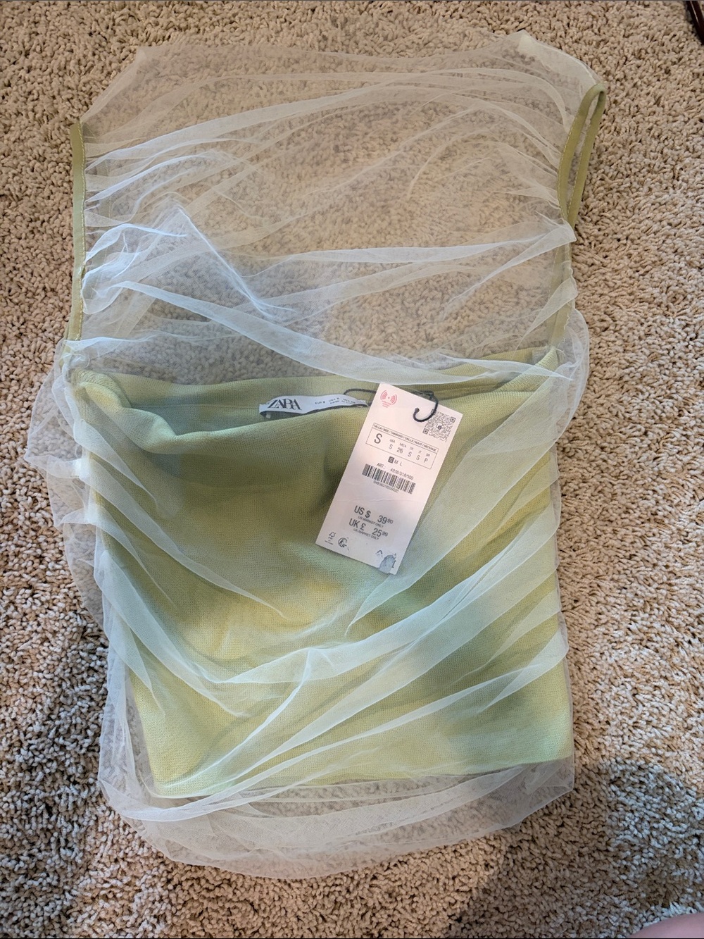 Zara Green Sheer Top - NWT